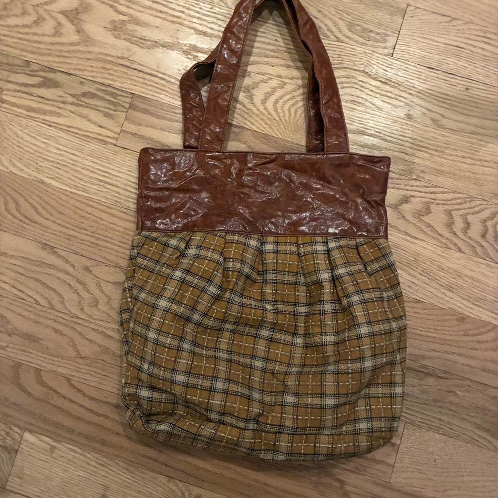 Brown and Tan Plaid Women's Tote Bag